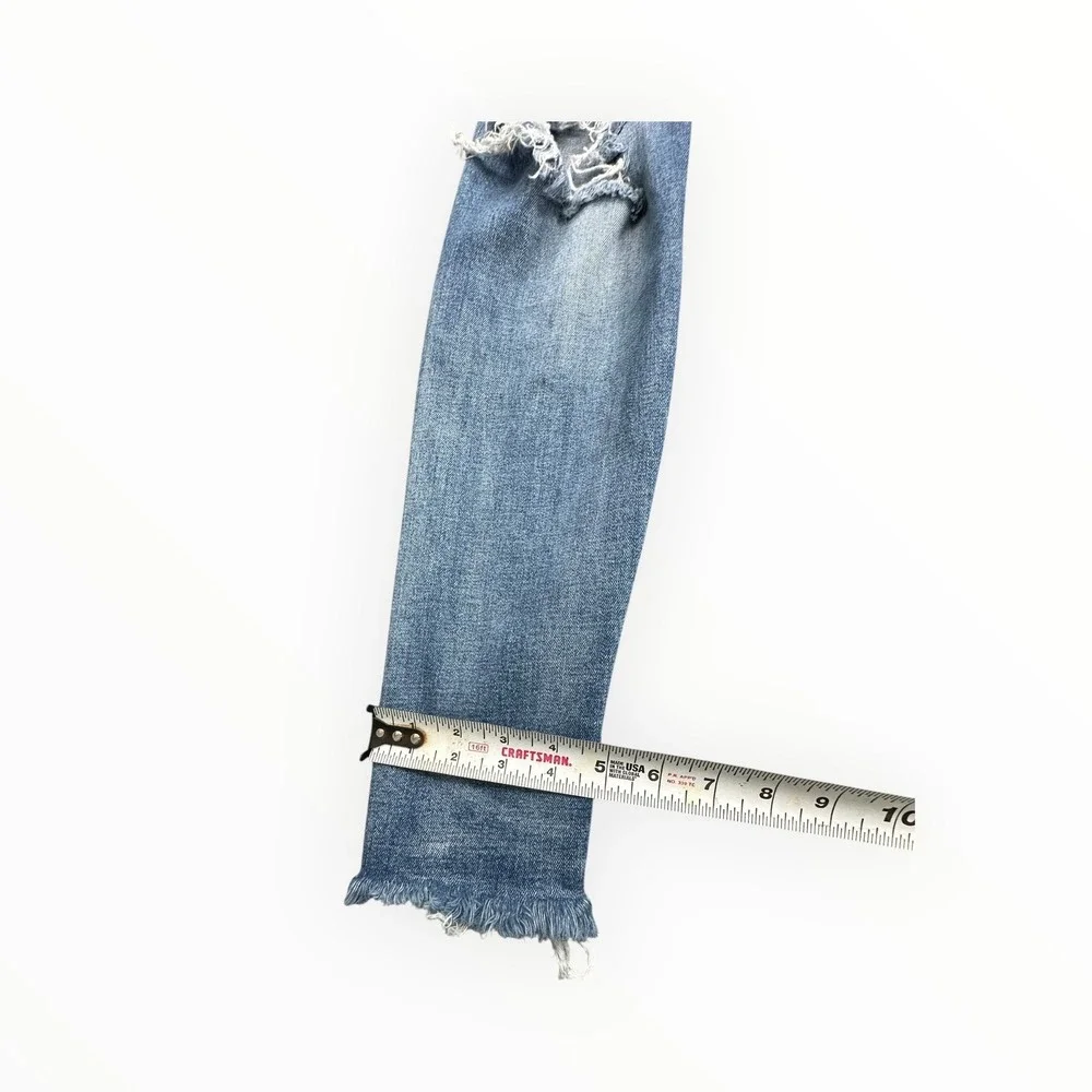 American Eagle Jegging Womens 6 Blue Curvy Super Hi-Rise Distressed Raw Hem Jean